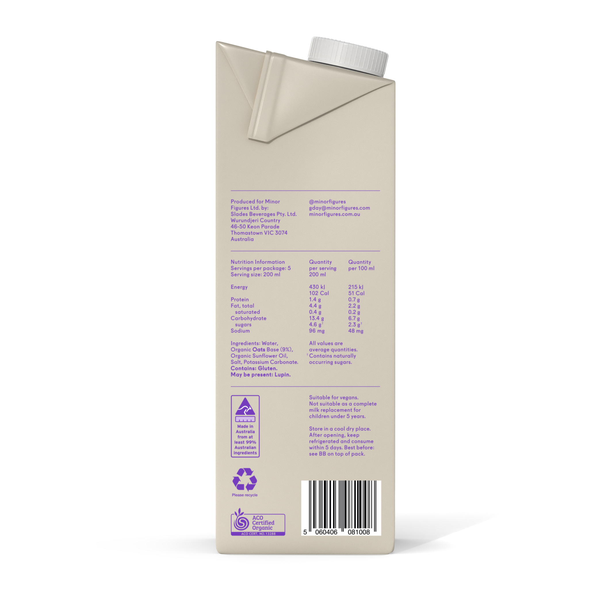 Organic Oat M*lk (1L) - case of 6